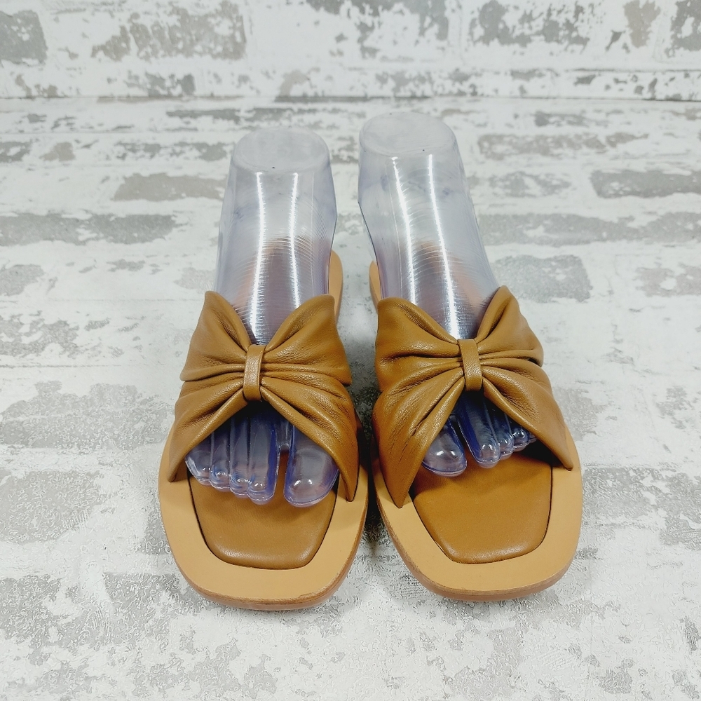 New Crevo Kitty Bow Leather Slide Sandal i357